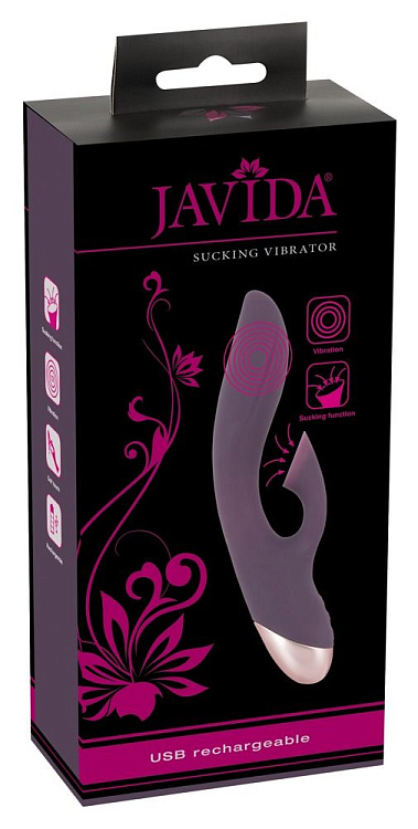 Фиолетовый вибратор-кролик Javida Sucking - 21,6 см.