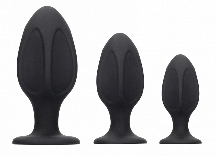Набор из 3 черных анальных пробок Diamond Shape Butt Plug Set