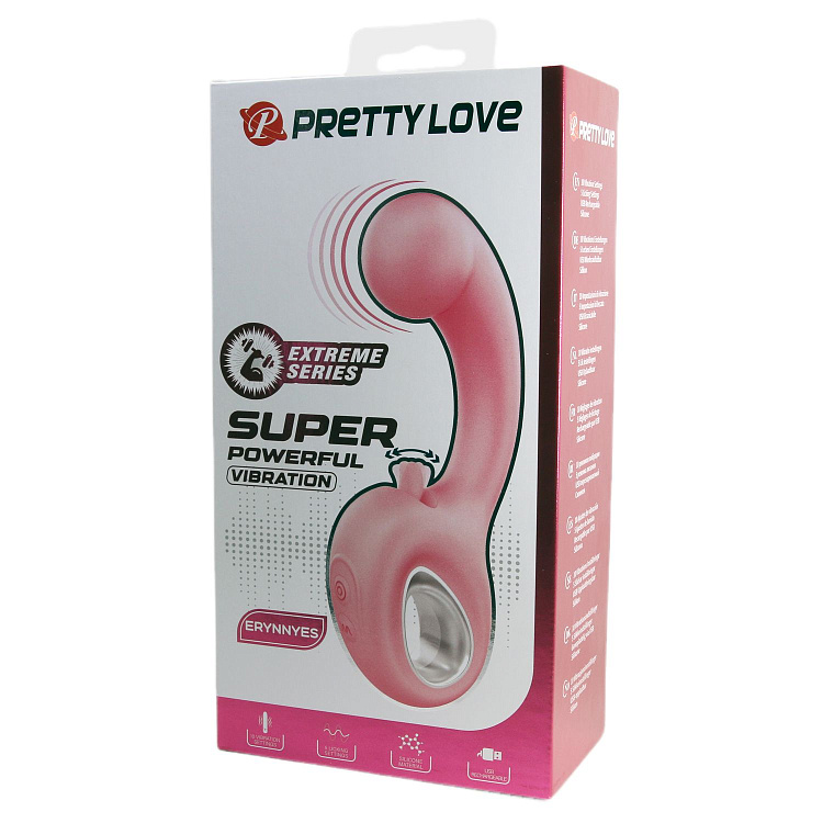 Розовый вибратор для точки G с подвижным язычком Erynnyes - 15,4 см.