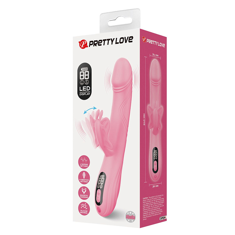 Нежно-розовый вибростимулятор-кролик Abella - 24 см.