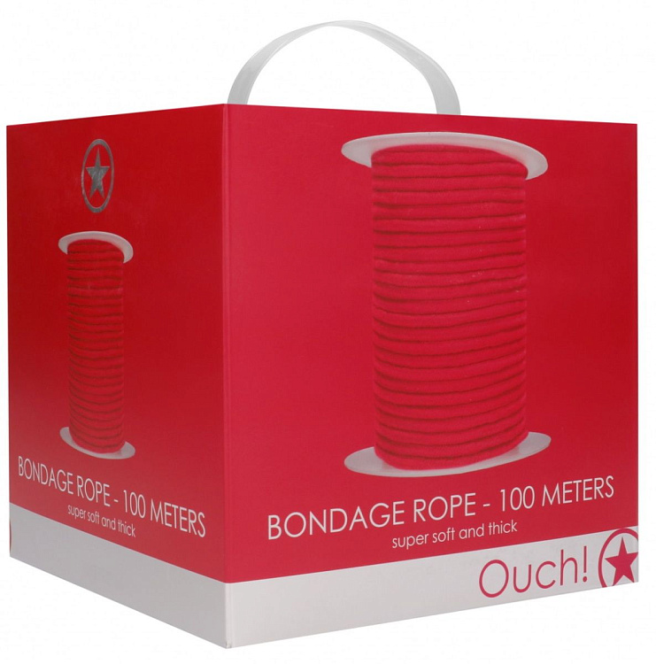 Красная веревка для связывания Bondage Rope - 100 м.