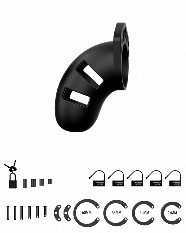 Черный мужской пояс верности Silicone Cock Cage Model 20 Chastity 3.5
