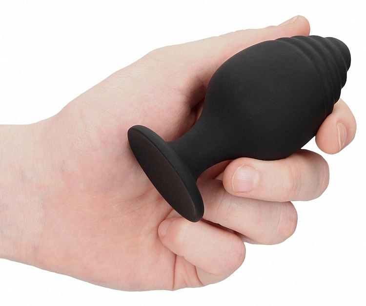 Набор из 3 черных анальных пробок Rippled Butt Plug Set