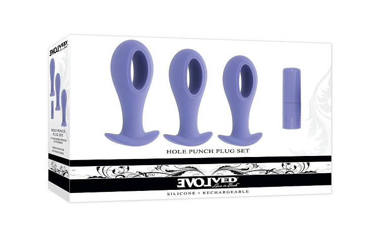 Набор из 3 анальных пробок с вибропулей Hole Punch Plug Set