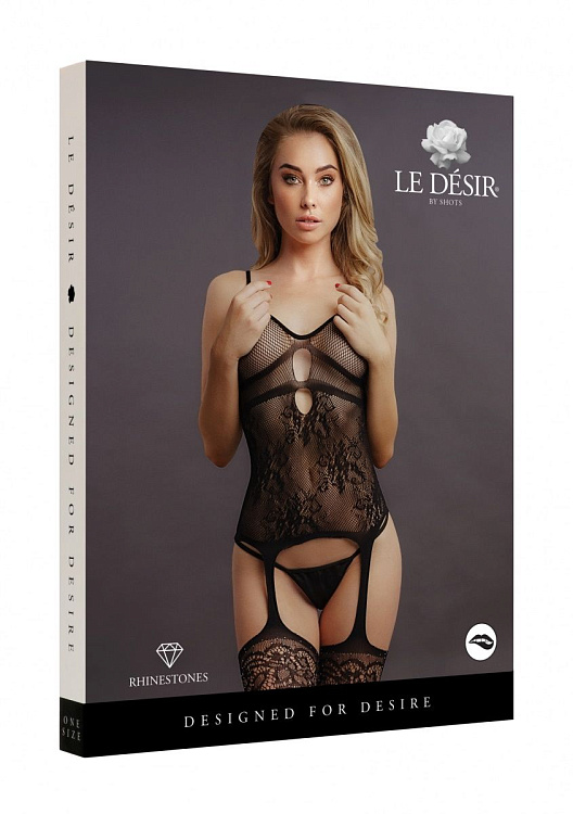 Эффектный комбинезон со стразами Suspender Rhinestone Bodystocking