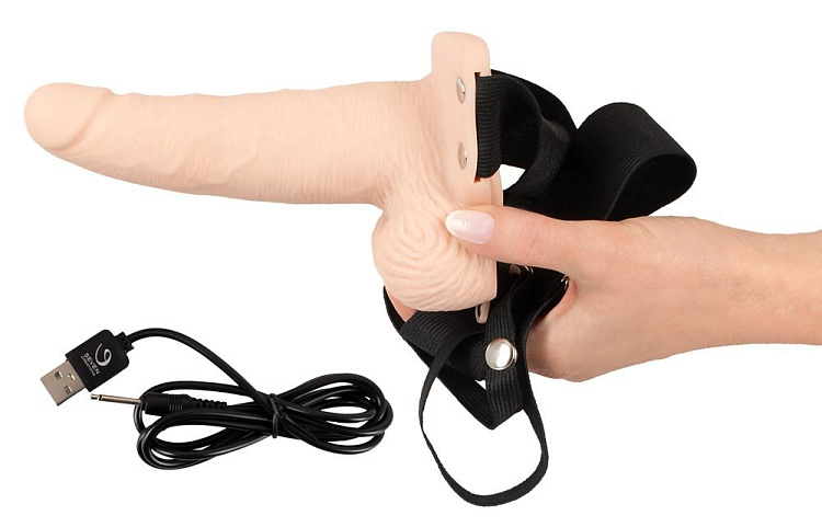 Полый страпон с вибрацией Vibrating Strap-On Sleeve - 17,5 см.