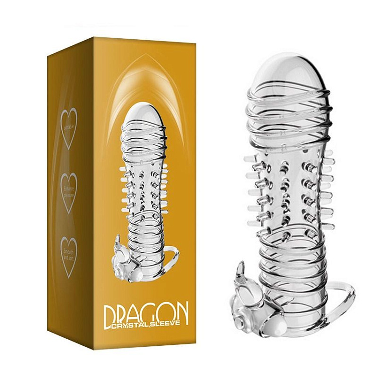 Прозрачная вибронасадка Dragon - 14 см.