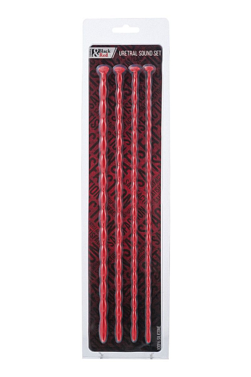 Набор из 4 красных уретральных зондов TOYFA Black Red различного диаметра
