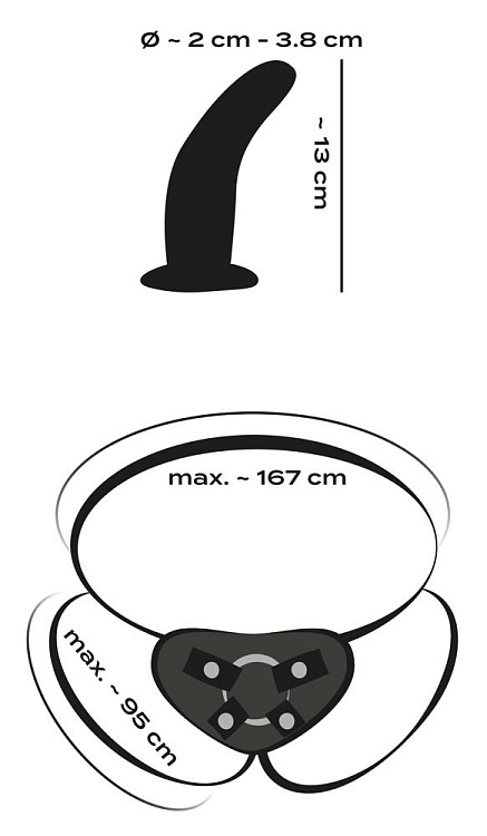 Черный вибрострапон с пультом ДУ RC Vibrating Strap-On - 13 см.