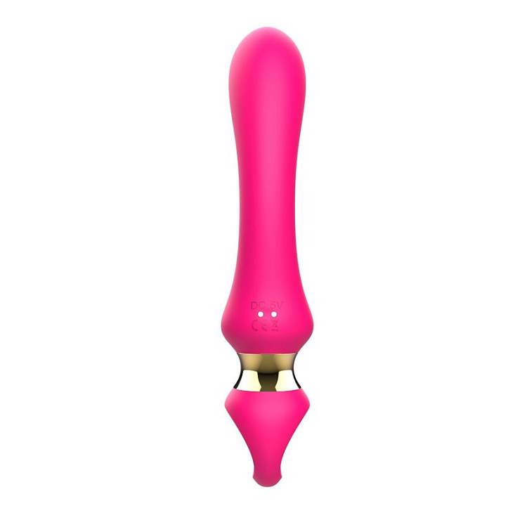 Розовый изогнутый вибромассажер Moon Vibrator - 21,1 см.