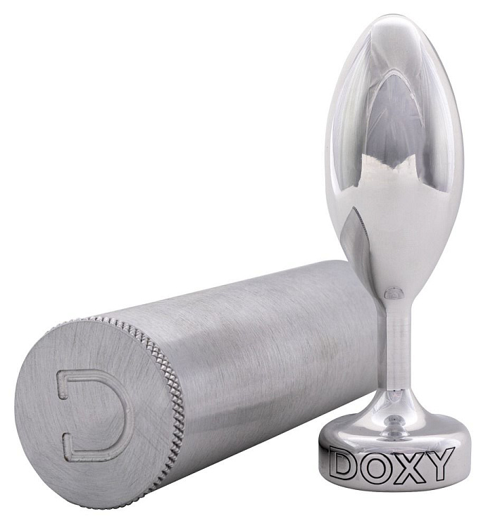 Серебристая анальная втулка Doxy Smooth Butt Plug - 10,5 см.