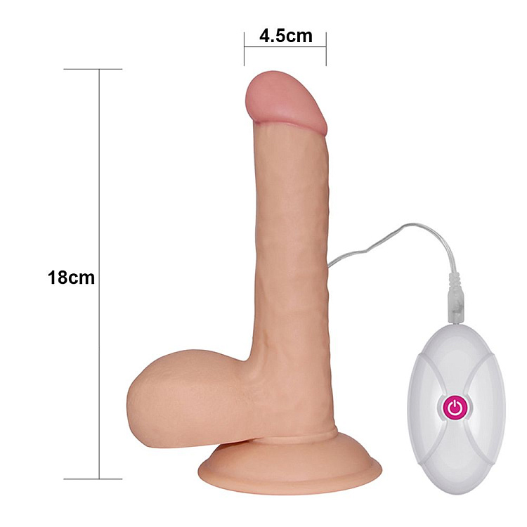 Вибратор-реалистик с выносным пультом The Ultra Soft Dude - 18 см.