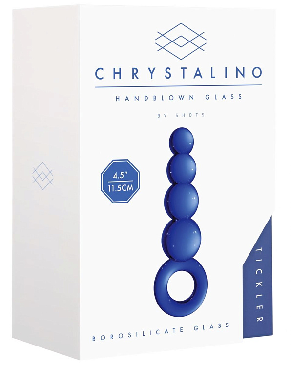 Синяя анальная пробка Chrystalino Tickler - 12 см.