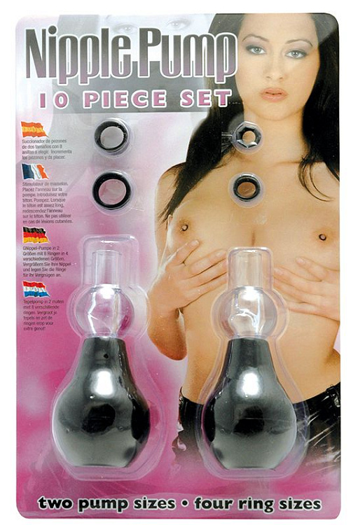 Набор для стимуляции груди Nipple Pump 10 Pieces: 2 помпы и 8 колечек