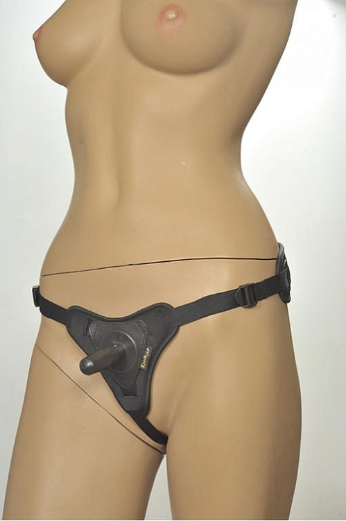 Чёрные трусики с плугом Kanikule Strap-on Harness Anatomic Thong