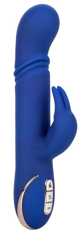 Синий вибратор-кролик с нагревом The Heated Silicone Thrusting G Rabbit - 21,5 см.