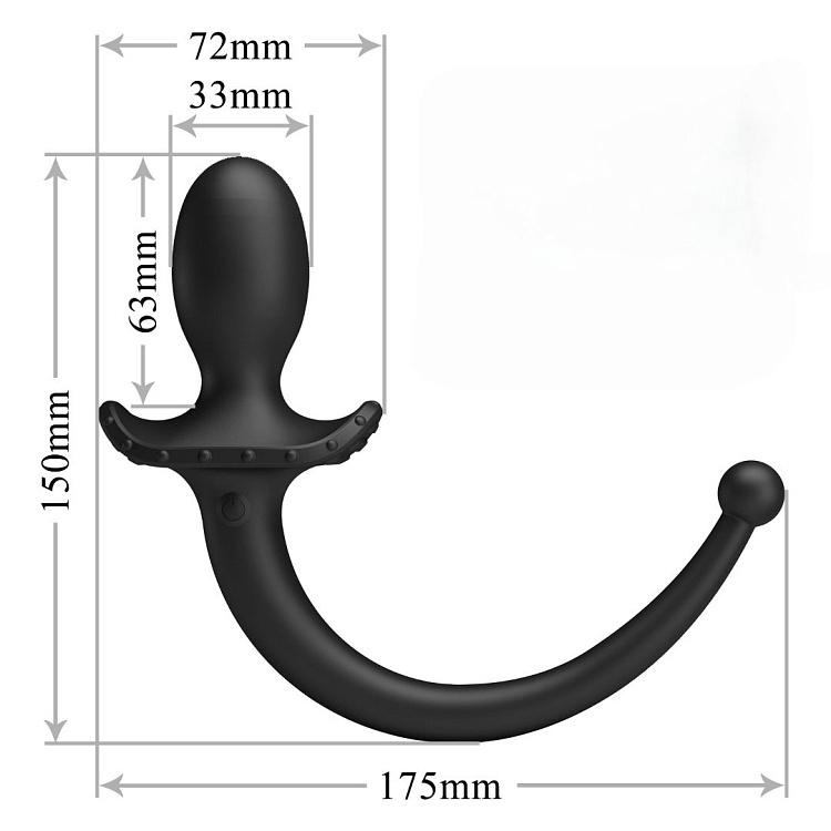 Черная анальная вибропробка с хвостом Anthony