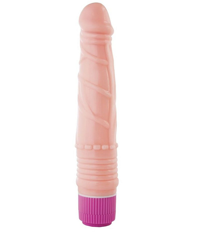Вибратор-реалистик с рельефом в виде рёбрышек - 21 см.