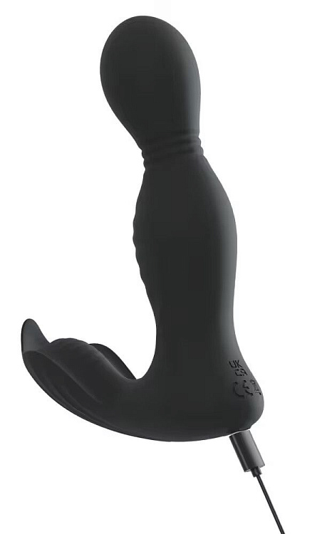 Черная анальная пробка с вибрацией, вращением и пультом ДУ RC Butt Plug with 2 Functions