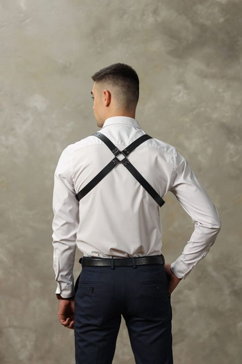 Черная мужская кожаная портупея №4