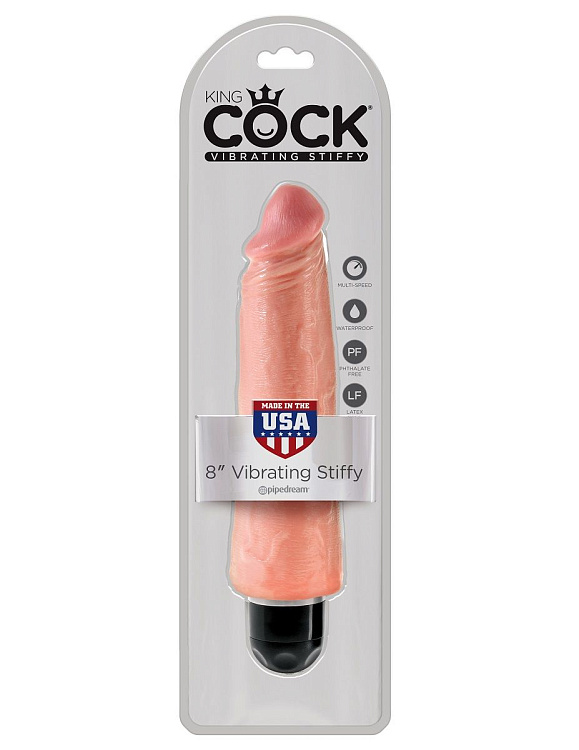 Телесный вибратор-реалистик 8  Vibrating Stiffy - 24,8 см.