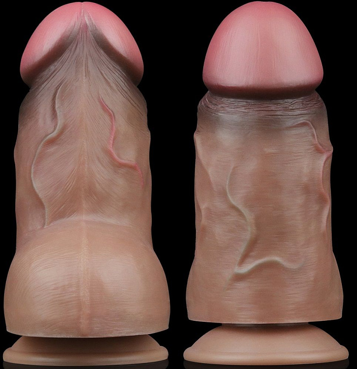 Коричневый фаллоимитатор 7.0 Dual Layered Platinum Silicone Cock - 18,2 см.