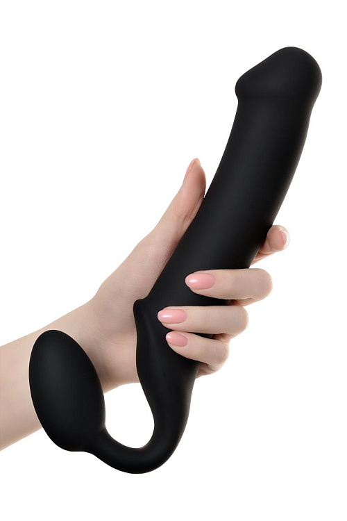 Черный безремневой страпон Silicone Bendable Strap-On XL