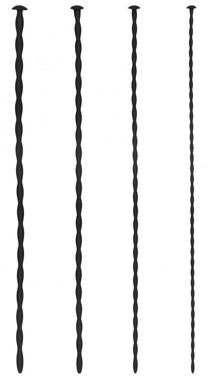 Набор из 4 черных стимуляторов уретры Spiral Screw Plug Set