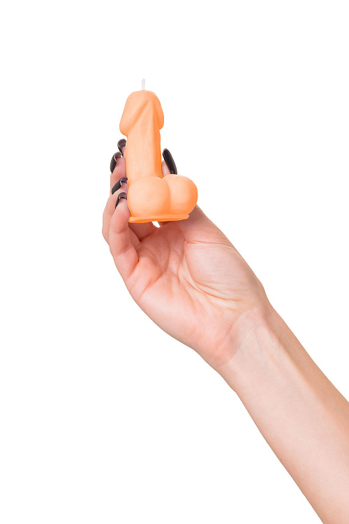 Оранжевая свеча в форме пениса - 47 гр.