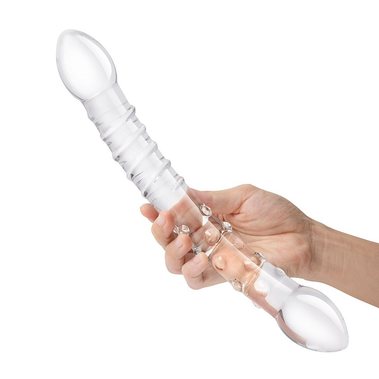 Двусторонний стеклянный фаллоимитатор 12’’ Girthy Double Trouble Glass Dildo - 30 см.