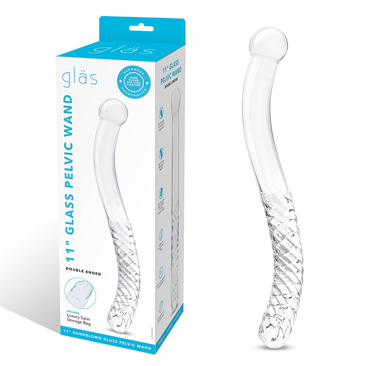 Стеклянный фаллоимитатор 11’’ Glass Pelvic Wand Double Ended - 28 см.