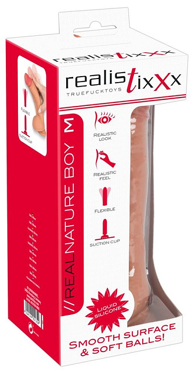 Телесный фаллоимитатор Real Nature Boy M - 20,3 см.