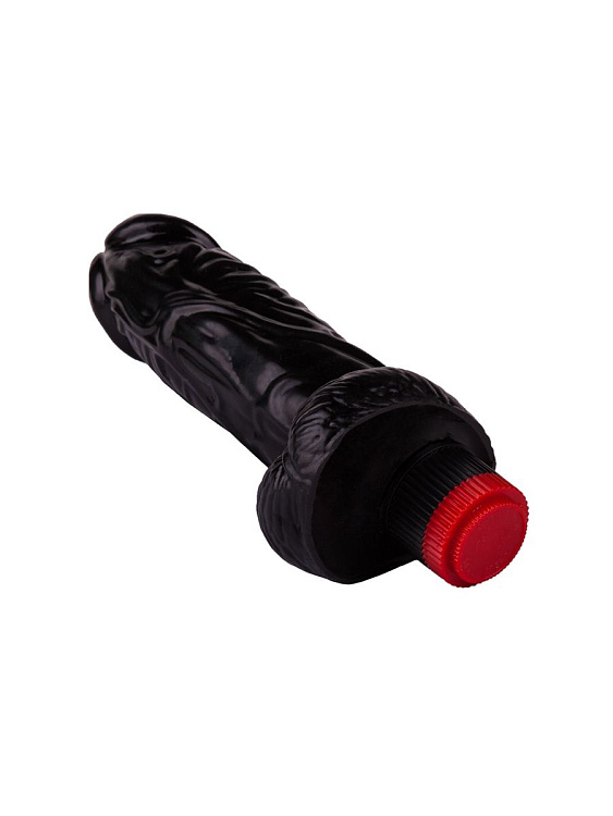 Большой чёрный вибромассажёр в форме фаллоса - 20,5 см.