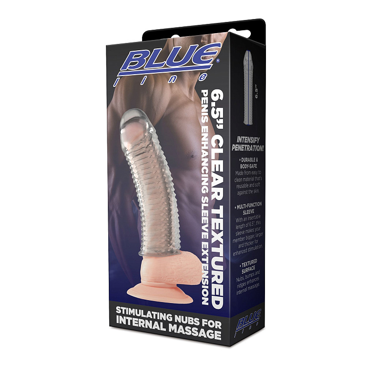 Текстурированная насадка на пенис Clear Textured Penis Enhancing Sleeve Extension - 16,5 см.