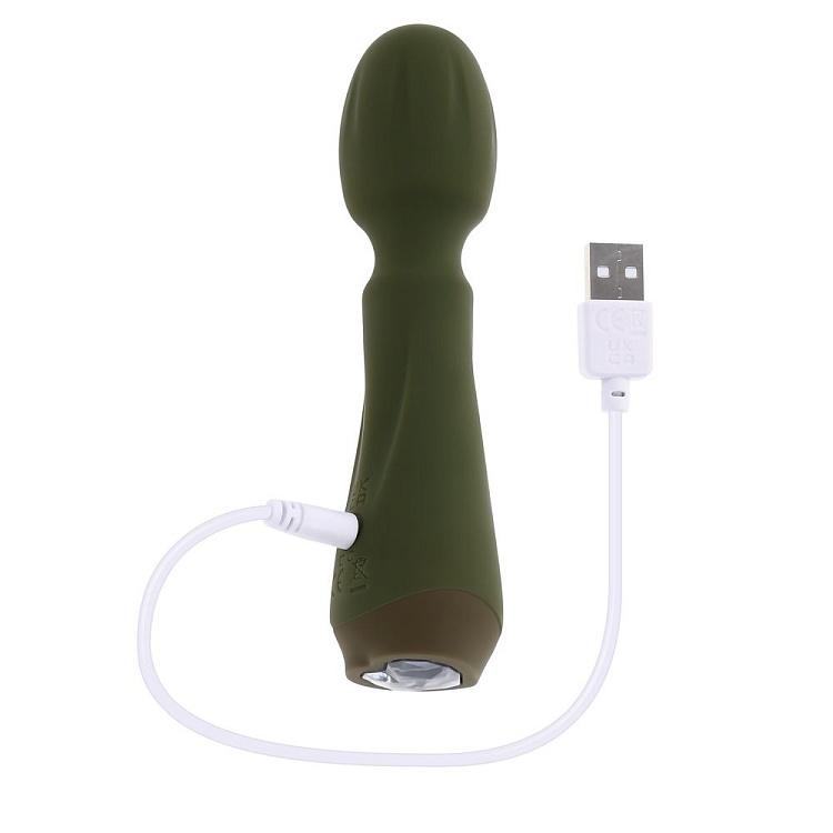 Мини-вибромассажёр цвета хаки Heartfelt - 13,4 см.