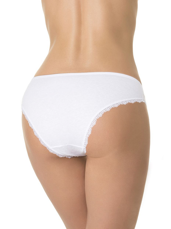 Хлопковые трусики-слипы с обработкой плоским кружевом