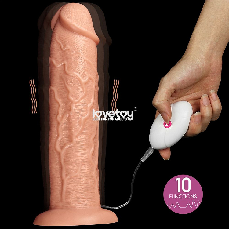 Телесный вибратор-гигант 11 Inch Realistic Long Vibrating Dildo - 28 см.