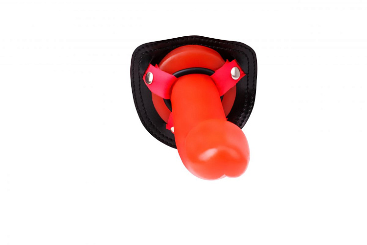 Красный страпон Thumper Strap-on на ремешках - 18 см.