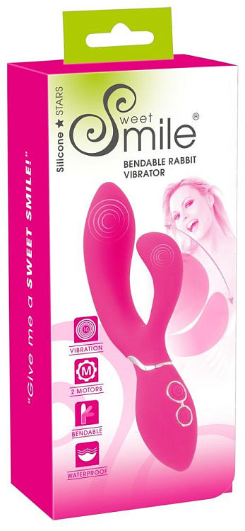 Ярко-розовый вибратор-кролик Bendable Rabbit Vibrator - 19,8 см.