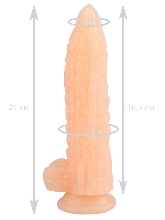 Телесный фантазийный фаллоимитатор  Дикая кукуруза  - 21 см.