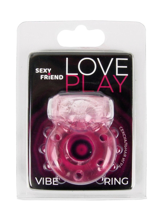 Розовое эрекционное виброкольцо с бабочкой