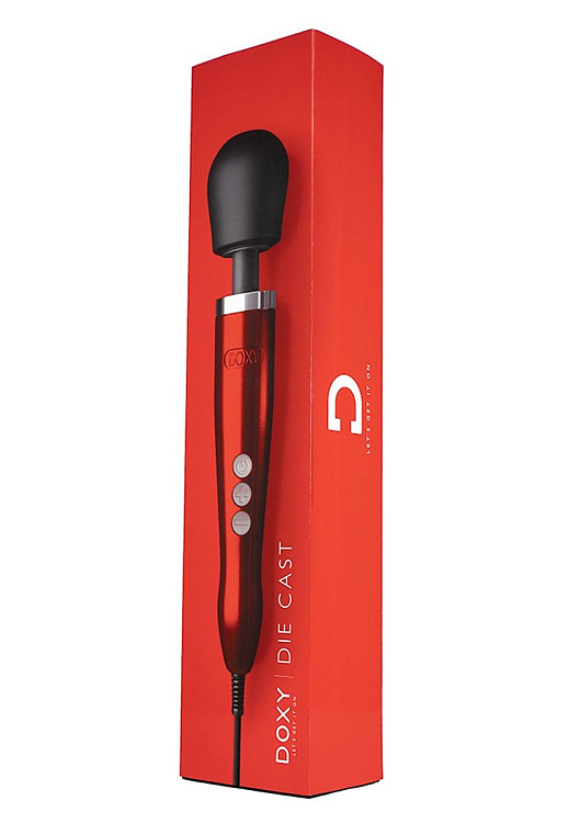 Красный вибратор Doxy Die Cast Wand Massager - 34 см.