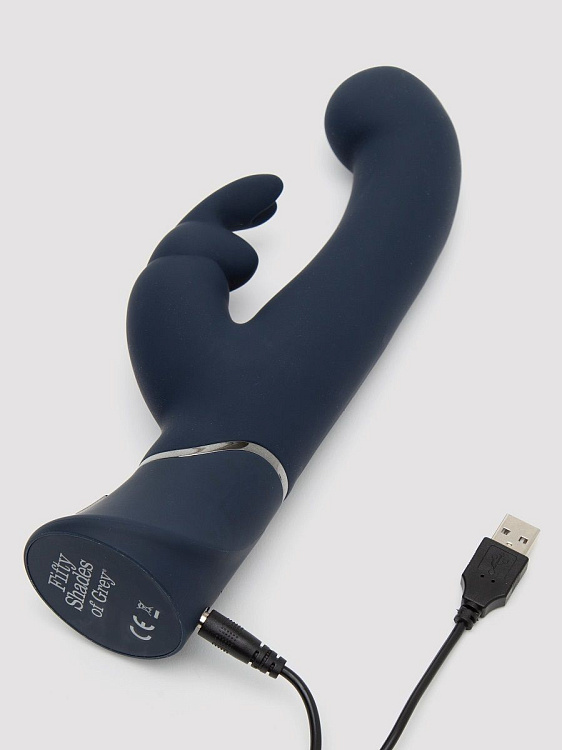 Темно-синий вибратор-кролик Greedy Girl Real-Feel Rabbit Vibrator - 25,4 см.
