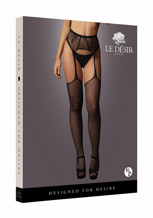 Чулки на ажурном поясе Fishnet And Lace Garterbelt Stockings