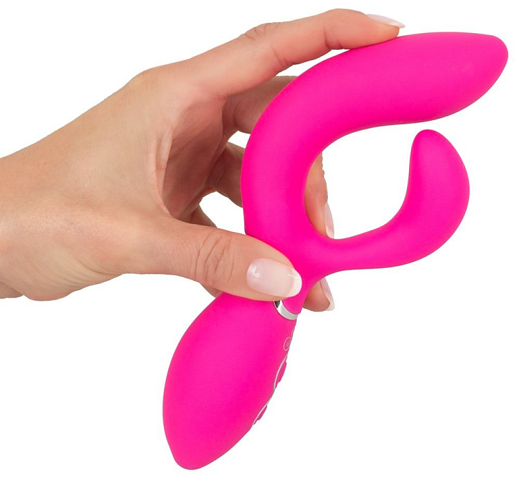 Ярко-розовый вибратор-кролик Bendable Rabbit Vibrator - 19,8 см.