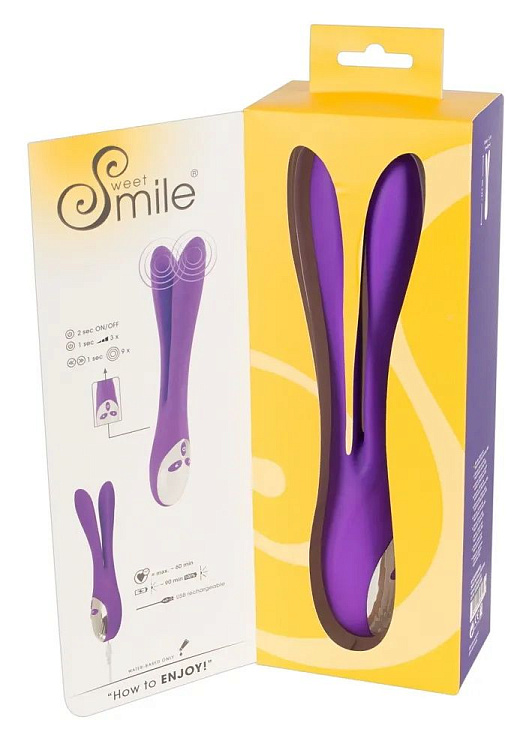 Фиолетовый сдвоенный вибратор Bendable Double Vibrator - 24,3 см.