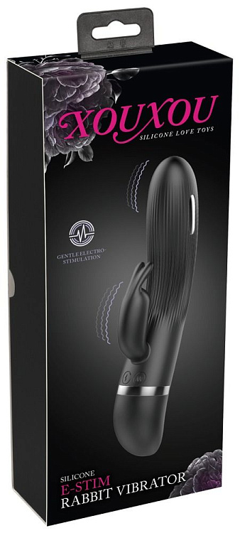 Черный вибратор-кролик с электростимуляцией E-Stim Rabbit Vibrator - 19,3 см.