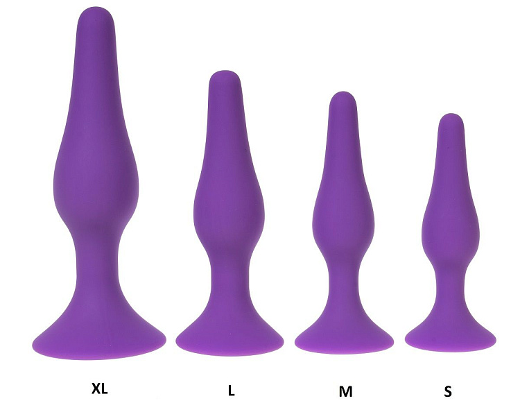 Фиолетовая силиконовая анальная пробка размера S - 10 см.