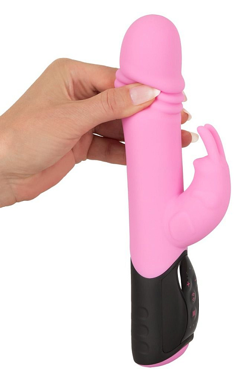 Розовый вибратор-кролик Thrusting Rabbit - 25 см.