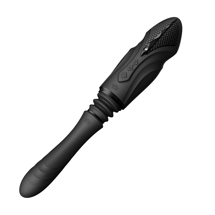 Черная секс-машина с функцией нагрева, насадками и присоской Sesh